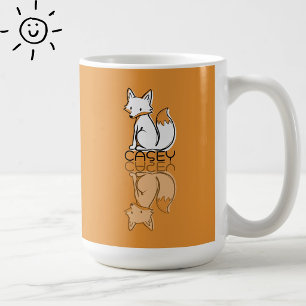 Mug Joli Renard Orange Réflexion Doodle Nom personnali