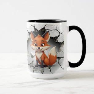 Mug Joli renard sortant d'un mur fissuré