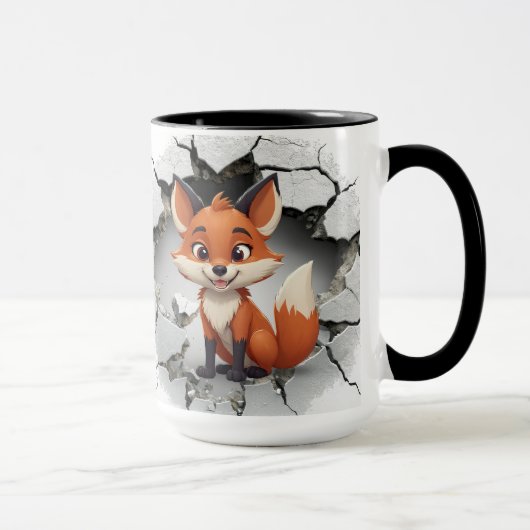 Mug Joli renard sortant d'un mur fissuré (Droite)