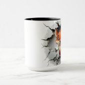 Mug Joli renard sortant d'un mur fissuré (Centre)