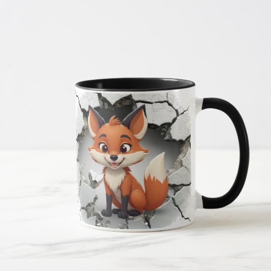 Mug Joli renard sortant d'un mur fissuré (Droite)