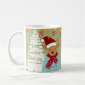 Mug Joli renne Arbre de Noël Neige Blanche Rouge Vert (Gauche)