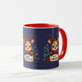 Mug Joli renne de Noël avec Holly et signe (Devant droit)