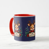 Mug Joli renne de Noël avec Holly et signe (Devant gauche)