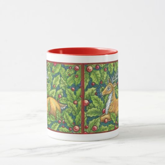 Mug Joli renne de Noël en forêt avec Holly (Centre)