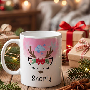 Mug Joli Renne Noël Nom Personnalisé
