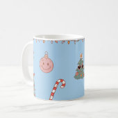 Mug Joli Rétro Nostalgique Noël Pastel Bleu Clair (Devant gauche)