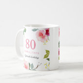Mug Joli rose élégant floral 80e anniversaire cadeau (Devant gauche)