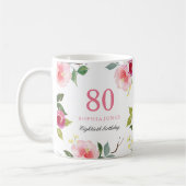 Mug Joli rose élégant floral 80e anniversaire cadeau (Gauche)