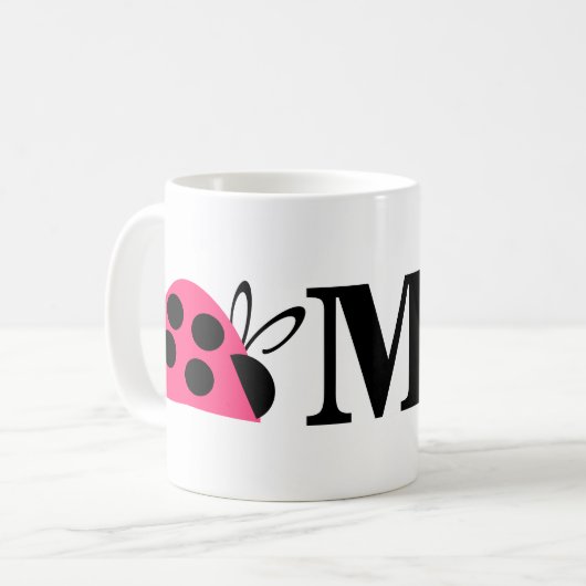 Mug Joli Rose rose Ladybug Personnalisé (Devant gauche)