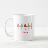 Mug Joli rose rouge vert de noël arbres muette (Gauche)