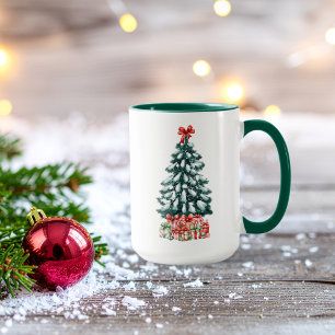 Mug Joli sapin de Noël enneigé vert