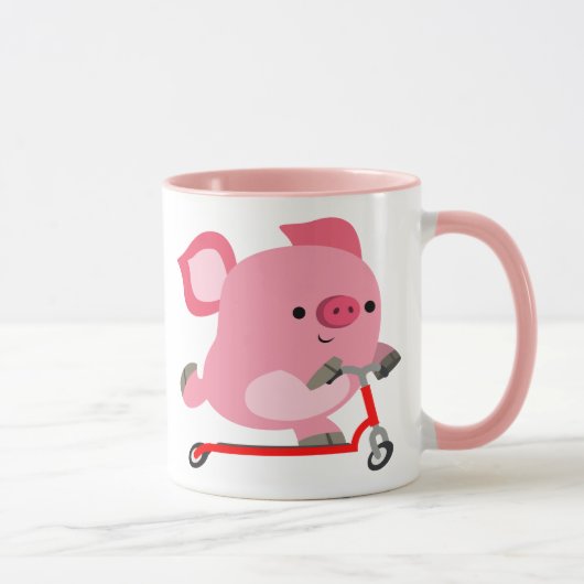 Mug Joli Scooter équitation Cartoon Cochon (Droite)