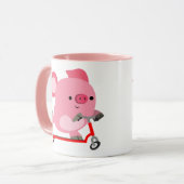 Mug Joli Scooter équitation Cartoon Cochon (Devant gauche)