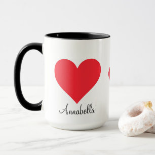 Mug Joli Script actuel Aimez-vous Big Red Heart Café