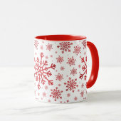 Mug Joli Snowflakes rouge de Noël en blanc d'hiver (Devant droit)