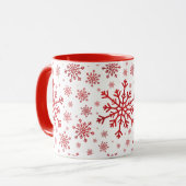 Mug Joli Snowflakes rouge de Noël en blanc d'hiver (Devant gauche)