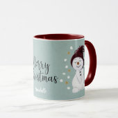 Mug Joli Snowman hiver Noël bleu (Devant droit)