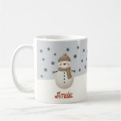 Mug Joli Snowman Snowflakes Dessin Nom Noël (Gauche)
