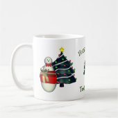 Mug Joli Snowman Tree Fête de Noël personnalisée (Gauche)