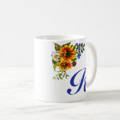 Mug Joli soleil rustique Monogramme bleu (Devant droit)