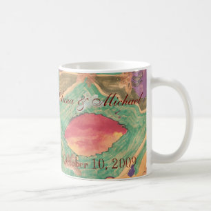 Mug Joli souvenir de mariage aux feuilles 