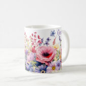 Mug Joli Springtime Flowers ajouter Nom Café cadeau (Devant droit)