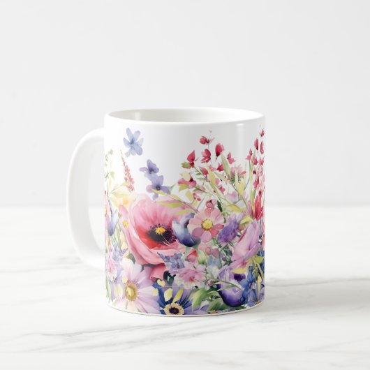 Mug Joli Springtime Flowers ajouter Nom Café cadeau (Devant gauche)