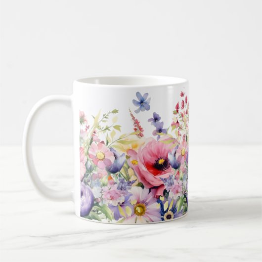 Mug Joli Springtime Flowers ajouter Nom Café cadeau (Gauche)