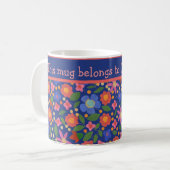Mug Joli style d'art populaire modèle floral sur bleu (Devant gauche)