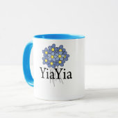 Mug Joli T-shirt de fleurs bleues YiaYia (Devant gauche)