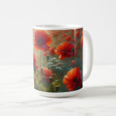 Mug Joli terrain de pavot rouge le jour d'été (Devant droit)