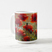 Mug Joli terrain de pavot rouge le jour d'été (Devant gauche)