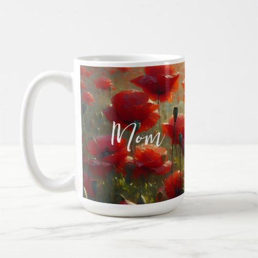 Mug Joli terrain de pavot rouge le jour d'été (Gauche)