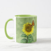 Mug Joli tournesol jaune et papillon orange (Gauche)