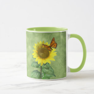 Mug Joli tournesol jaune et papillon orange