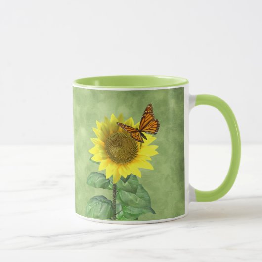 Mug Joli tournesol jaune et papillon orange (Droite)