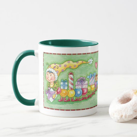 Mug Joli train chenille de Noël avec cadeaux (Avec donut)