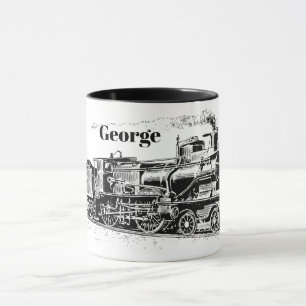 Mug Joli train vintage noir blanc