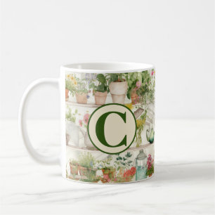 Mug Joli Vase Fleur Jardin Plante Aquarelle Monogramme