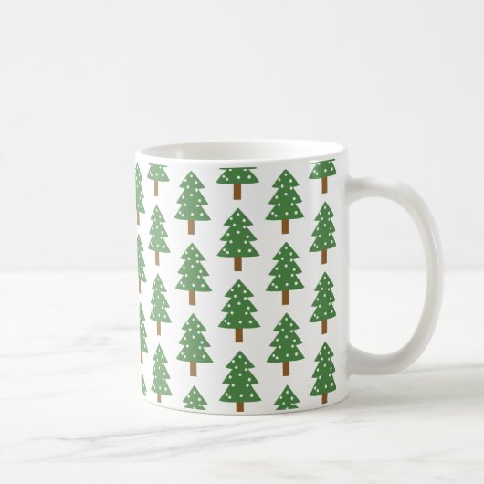 Mug Joli Vert Brown arbres de Noël Motif de vacances (Droite)