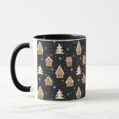 Mug Joli Village de Pain d'Épice Sapins Bleu Noël (Gauche)