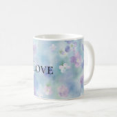 Mug Joli violet Fleurs blanches Aimer (Devant droit)