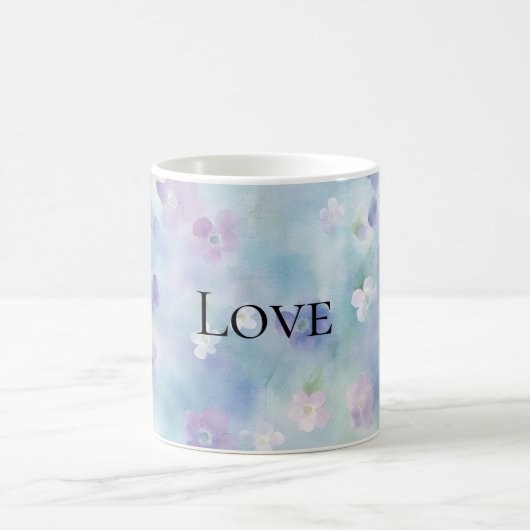 Mug Joli violet Fleurs blanches Aimer (Centre)