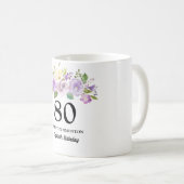 Mug Joli violet Floral femmes 80e anniversaire Cadeau (Devant droit)