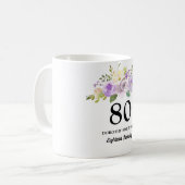 Mug Joli violet Floral femmes 80e anniversaire Cadeau (Devant gauche)