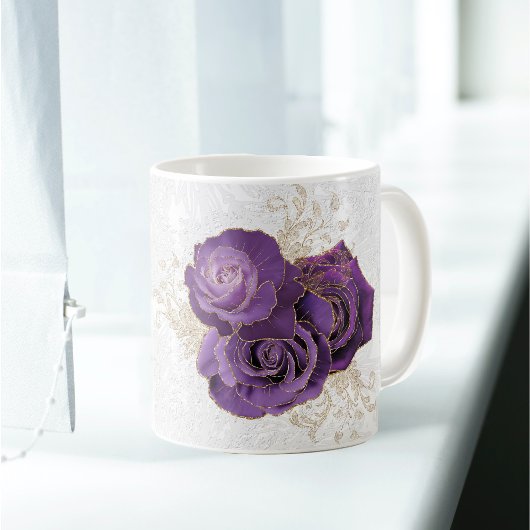 Mug Joli violet Rose Floral Nom personnalisé