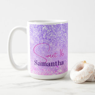 Mug Joli violet rose parties scintillant d'anniversair