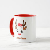 Mug Joli visage de rennes de Noël (Devant gauche)