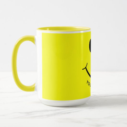 Mug Joli visage jaune Ajouter du texte| Bas (Gauche)